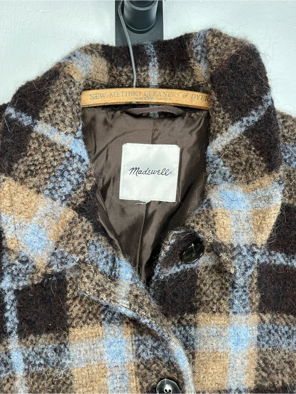 Madewell Belrose Shirt Jacket Cassel Plaid Wool Shacket Plus Size 3X Fuzzy Blue